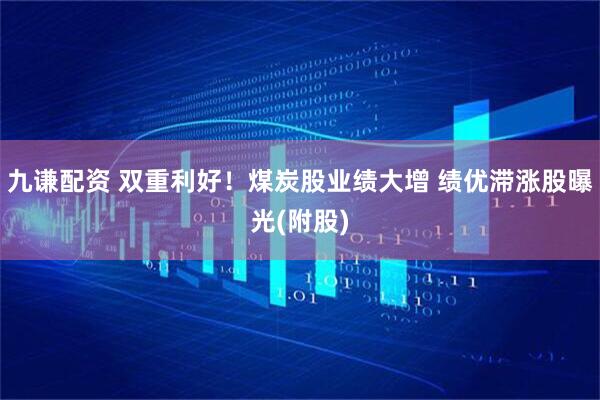 九谦配资 双重利好!煤炭股业绩大增 绩优滞涨股曝光(附股)